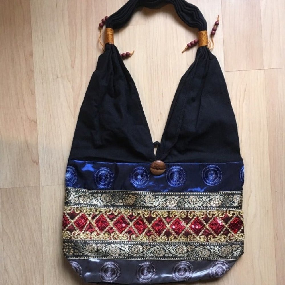 Gorgeous Red & Gold Thai Silk Shoulder Bag